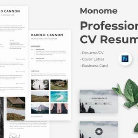 Monome – Professional Photographer Resume CV Set