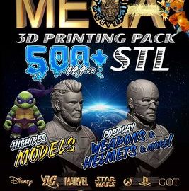 Mega Pack 500+ STL 3d PRINT COMIC & COSPLAY Models Free Download