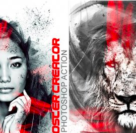 CreativeMarket – Poster Creator Photoshop Action 4393399 Free Download