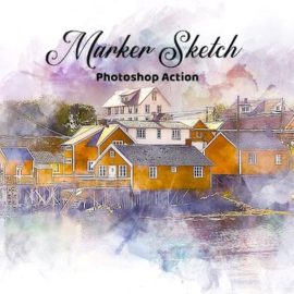 CreativeMarket – Marker Sketch Photoshop Action 4321381