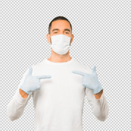 Coronavirus.young man doing concepts and wearing mask and protective gloves Free Download