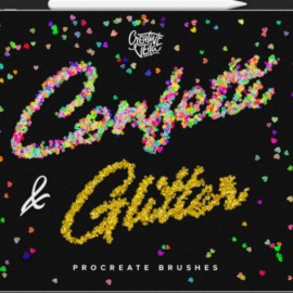 CreativeMarket Confetti & Glitter Procreate Brushes Free Download