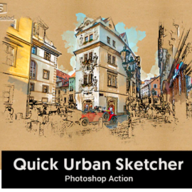 Quick Watercolor Urban Sketcher Photoshop Action Free Download