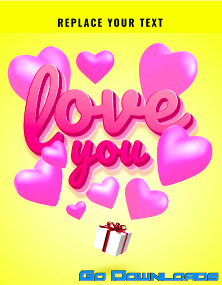 Valentine Gift Artwork Text Effect Premium PSD Free Download