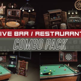 Cubebrush – Restaurant and Dive Bar Props COMBO PACK [UE4+Raw]