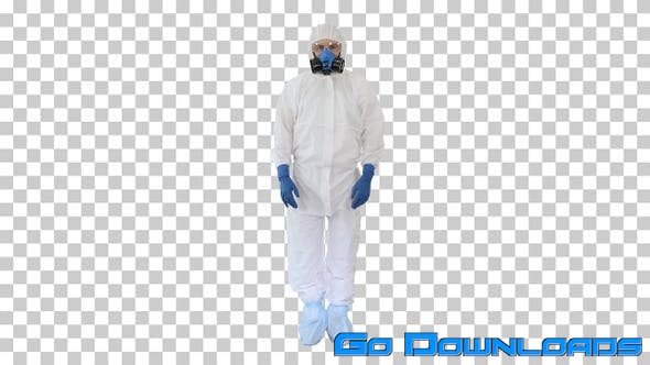 Doctor wearing protective hazard suit, Alpha Channel Free Download