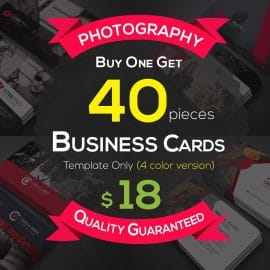 CreativeMarket 40 Photography Business Cards Bundle Free Download