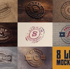 CreativeMarket 8 Realistic Logo or Text Mock-ups Free Download