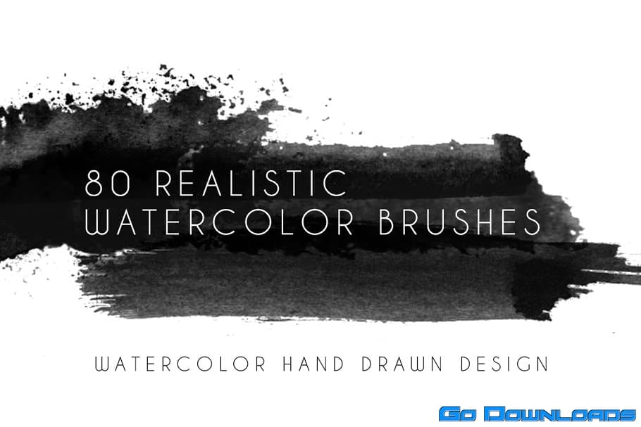 CreativeMarket 80 realistic watercolor brushes Free Download