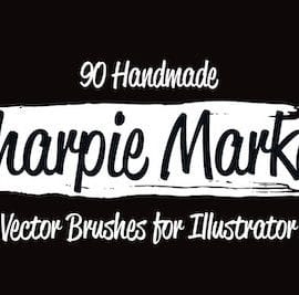 CreativeMarket 90 Sharpie Marker Vector Brushes Free Download