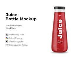 CreativeMarket Clear Glass Bottle with Cherry Juice Free Download