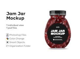 CreativeMarket Clear Glass Jar w Strawberry Jam Free Download