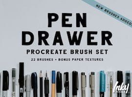 CreativeMarket Pen Drawer Procreate Brush Set Free Download