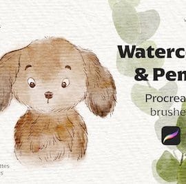 CreativeMarket Watercolor&Pencil Procreate brushes Free Download