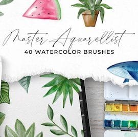 Creativemarket 40+ Aquarellist Watercolor Brushes Free Download