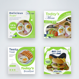 Delicious Food Social Media Post Templates Bundle Free Download