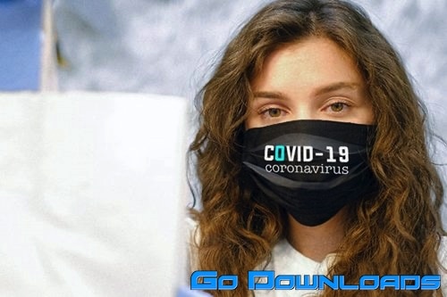 Girl Wear Medical Face Mask Mock Up Free Download