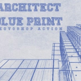 Architect Blueprint Photoshop Action 4027554