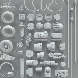 3D Kitbash – 268 Metal Piece Parts