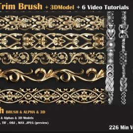 Artstation Ornament Trim Brush and 3D Models + 6 Video Tutorials VOL 02