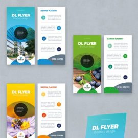 Blue Gradient DL Flyer Layout with Abstract Circles 357915894