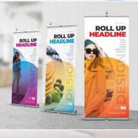 Business Retractable Banner Layout with Abstract Circles 357915930