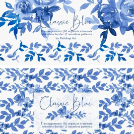 Classic Blue Watercolor Floral Clipart Free Download