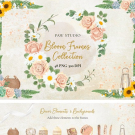 Floral Frame Border Wreath. Boho Clipart 4316104