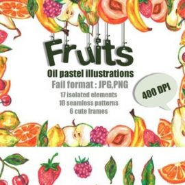 Fruits Oil Pastels Illustrations Set 4245086