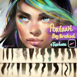 New Portrait Big BrushSet + ink brushes, craft texture Free Download