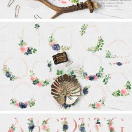 Rose Navy and Greenery Illustration Pack 4180325