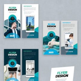 Teal and Blue Gradient DL Flyer Layout with Circles 357916063