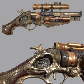 Victory3D FlippedNormals Steampunk Gun Game Asset in Blender Tutorial Free Download