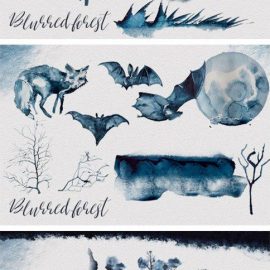 Watercolor Blurred Forest Clipart 4184910