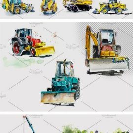 Watercolor Construction Machines 4222029