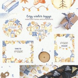 Watercolor Cozy winter Hygge