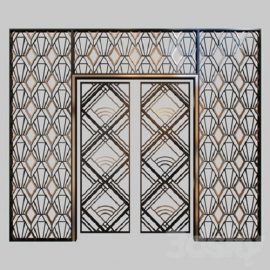 Wrought iron grille at the front door