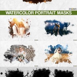 20 Watercolor Portrait Paint Masks Photo Framse Photoshop Overlays Free Download