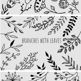 Black Florals Set. Hand Drawn Doodles 4050324 Free Download