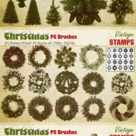 Christmas Tree Wreath & Garland Photoshop Brushes Free Download