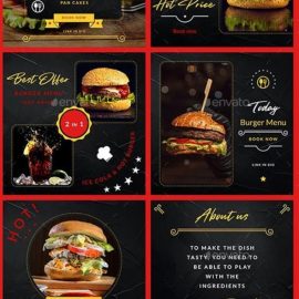 GraphicRiver Burger Restaurant Instagram Posts&Stories 26312636 Free Download