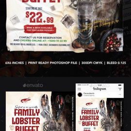 GraphicRiver Seafood Square Flyer & Instagram Post 26340276 Free Download