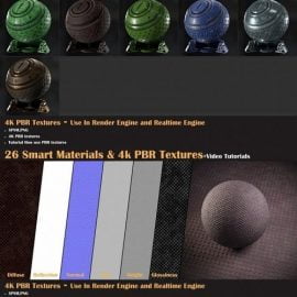 26 Smart Materials and 4K PBR Textures + Video Tutorial Free Download