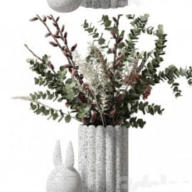 Bouquet with eucalyptus and flowers in a white vase Free Download