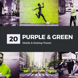 CreativeMarket – 20 Purple & Green Lightroom Presets and LUTs 5234342