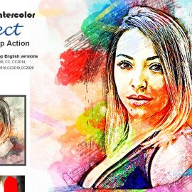 CreativeMarket – Sketch Watercolor Effect PS Action 5203559