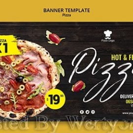 Pizza restaurant banner template with photo Free Download