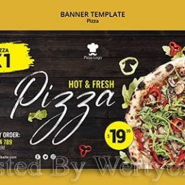 Pizza restaurant horizontal banner template Free Download