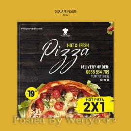 Pizza restaurant square flyer Free Download