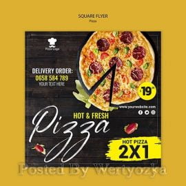 Pizza restaurant square flyer template Free Download